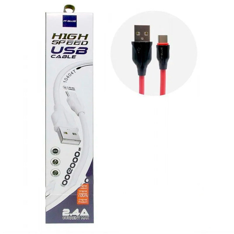 Cabo de Dados V8 Micro USB IT-Blue 2.4A 2mts High Speed - LE-10404V