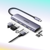 Adaptador USB Tipo C Ugreen 6 Portas 3X Usb 1x Hdmi C/ Leitor de Cartão SD / Micro Sd - CM511