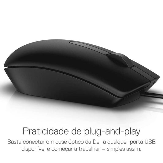 Mouse Usb Com Fio Preto Dell 1000 Dpi - MS116