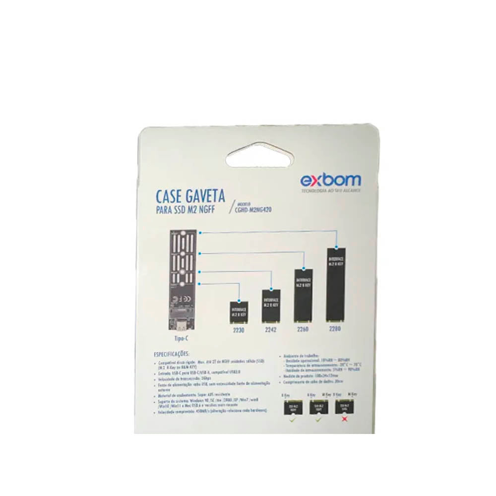 Case Adaptador Gaveta Externo Para Ssd M.2 Usb Exbom - CGHD-M2NG420