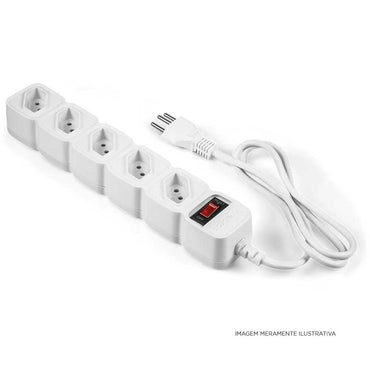 Filtro De Linha 5 Tomadas Intelbras Bivolt Chave 1,0 mt Epe 205 BR Branco - 4824200