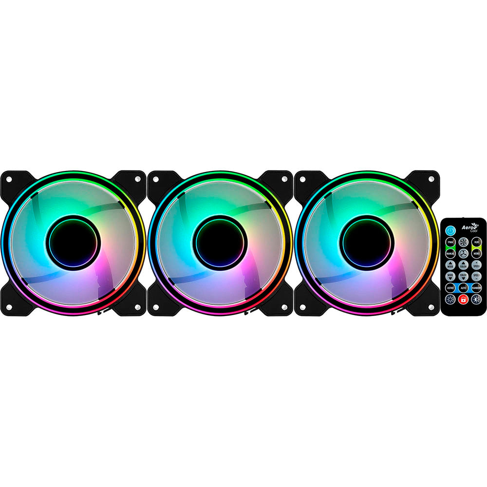Kit 3x Cooler Fan Para Gabinete Aerocool Mirage 12 Pro FRGB 120mm + Controladora - 73848