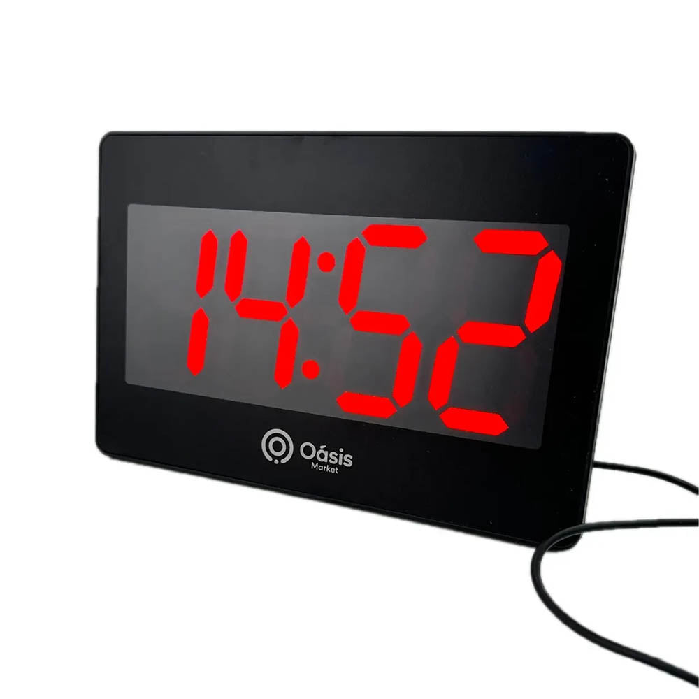 Relogio De Parede e Mesa 30cm Led Digital Hora Calendário Temperatura  Oasis - OIH-6205