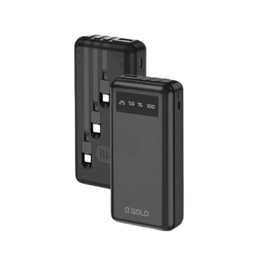 Carregador Portátil 20000mAh aGold Power Bank Lightning / Tipo C / Micro USB 3.1A - BTE-30