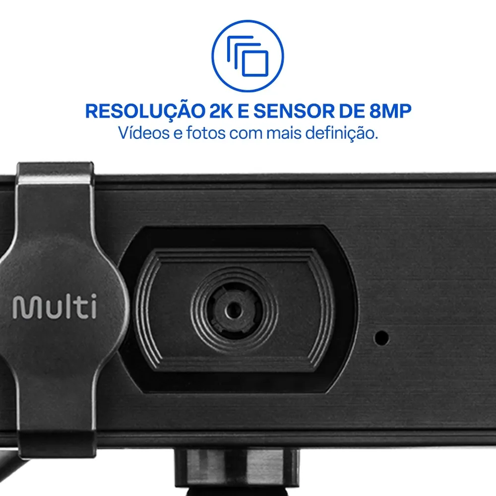 Webcam Usb 2K Multi C/ Filtro de Privacidade 30fps C/ Microfone - WC057
