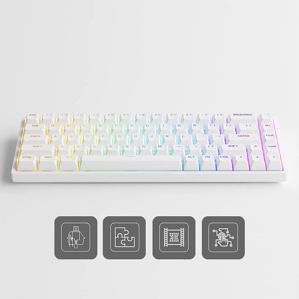 Teclado Gamer Mecanico Akko Asa 3068V2 Switch Jelly Pink RGB Branco