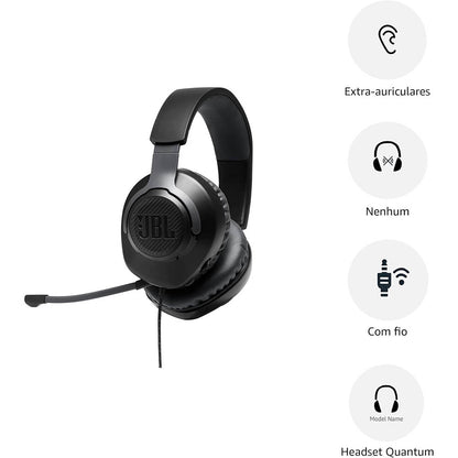 Headset Gamer Jbl Quantum 100 M2 P3 C/ Microfone Removível Preto - JBLQTUM100M2BLK
