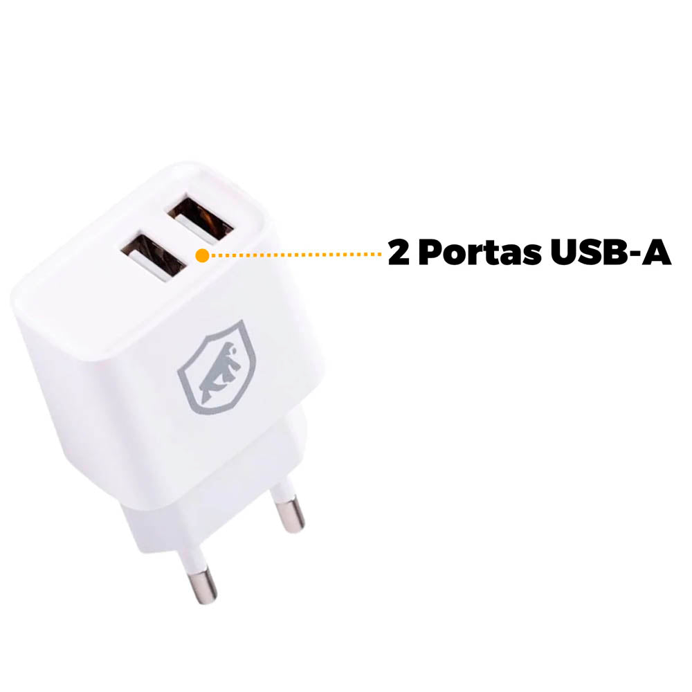 Carregador de Parede 2 Usb Flex GShield 12W - GS-3237