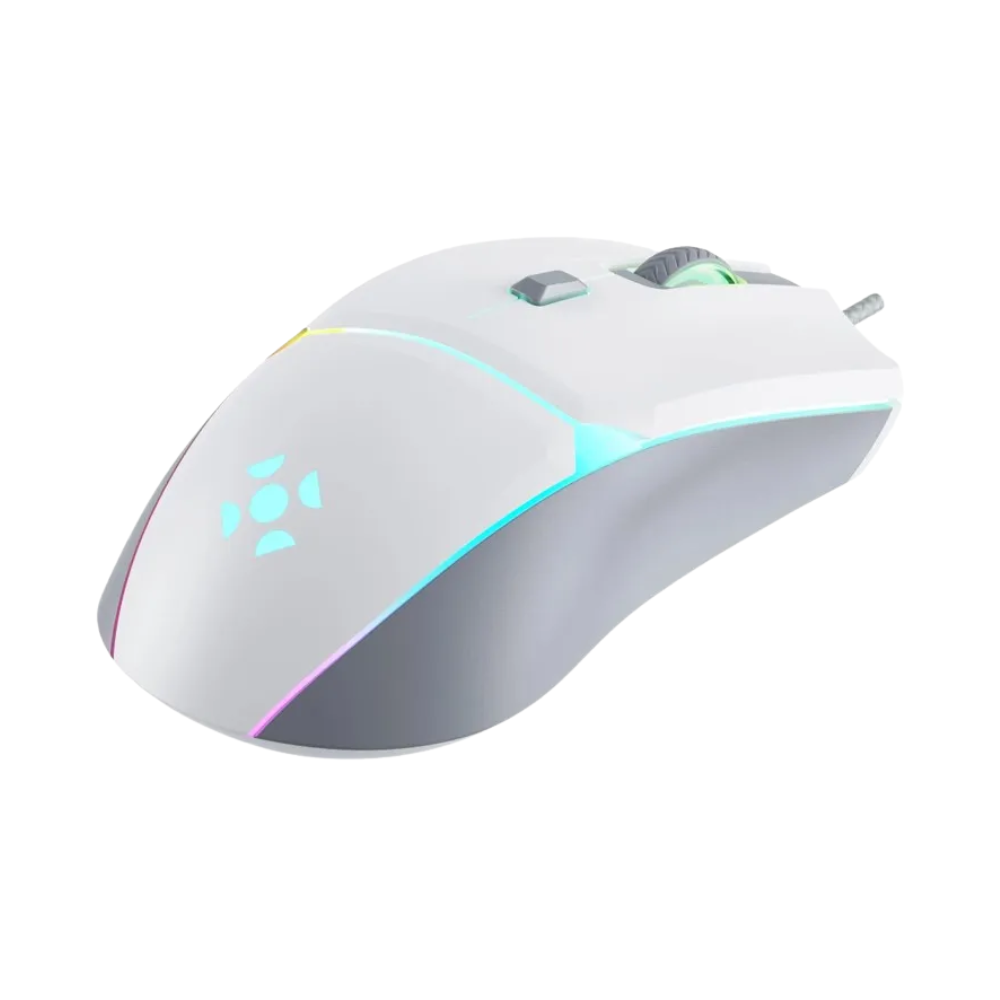 Mouse Gamer Usb Fortrek Crusader Rgb 12800 Dpi Branco
