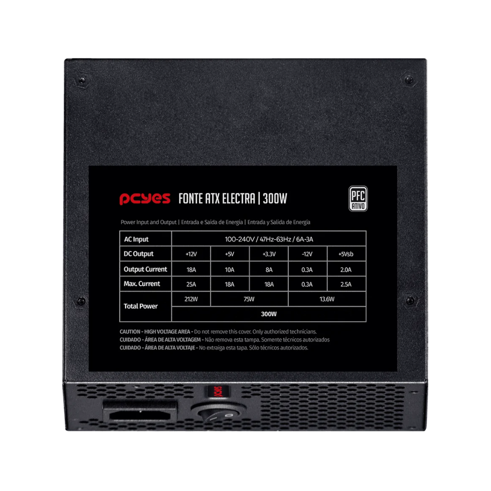 Fonte Atx 300w PcYes Electra Spark Pfc Ativo - ELEC300W