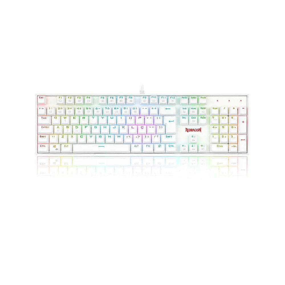 Teclado Gamer Mecânico Redragon Mitra Lunar RGB Branco - K551W-RGB (PT-RED)