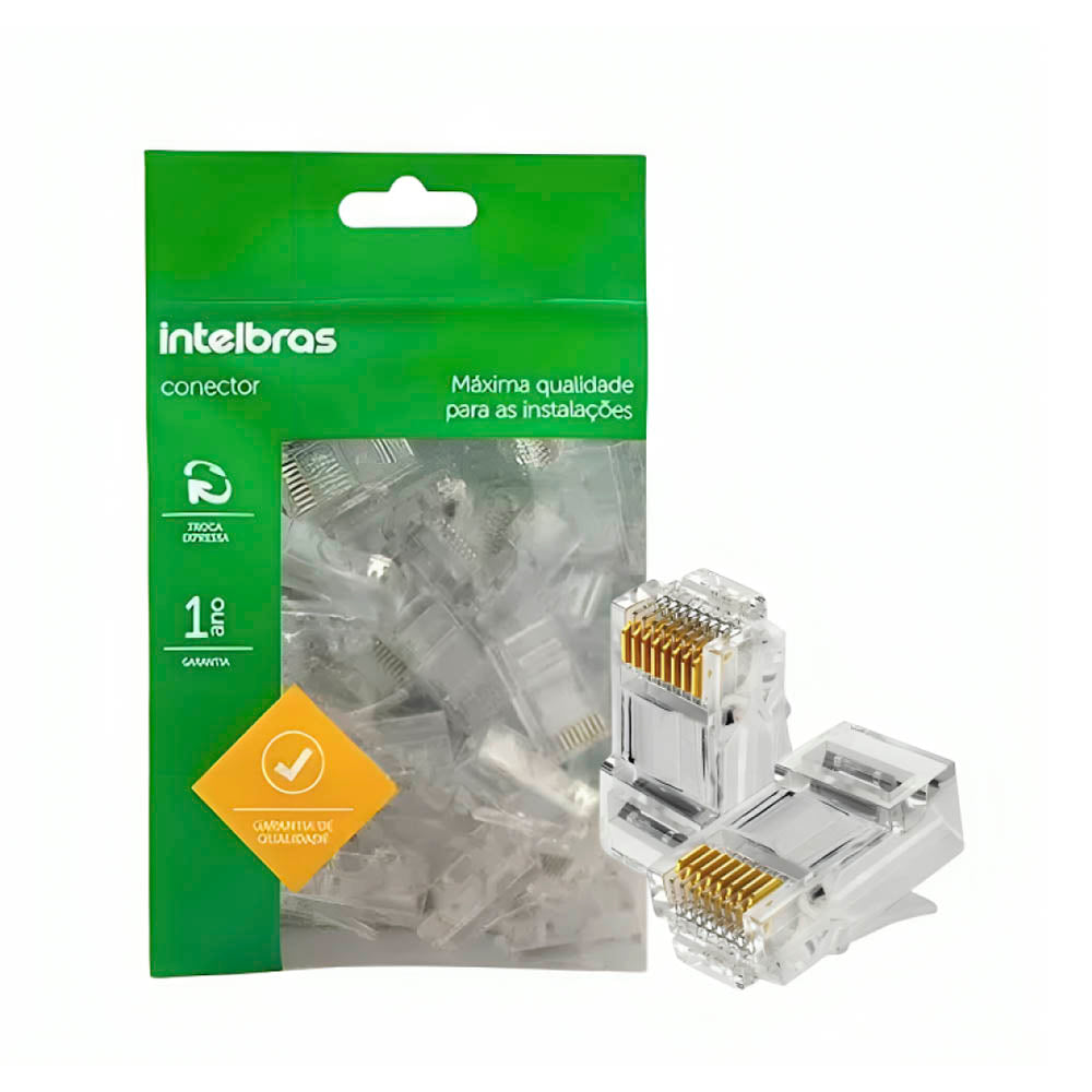 Conector Macho Rj45 Cat5e Conex 1000 Intelbras (Caixa com 50) -  4568020