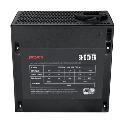 Fonte Real 600w PCYes Shocker 80 Plus White - PF600SHW