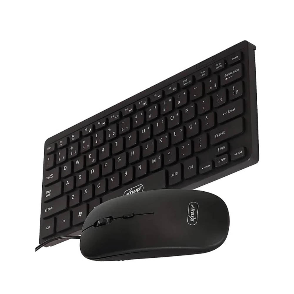 Kit Mini Teclado Multimídia E Mouse Com Fio Knup USB - KP-TE122