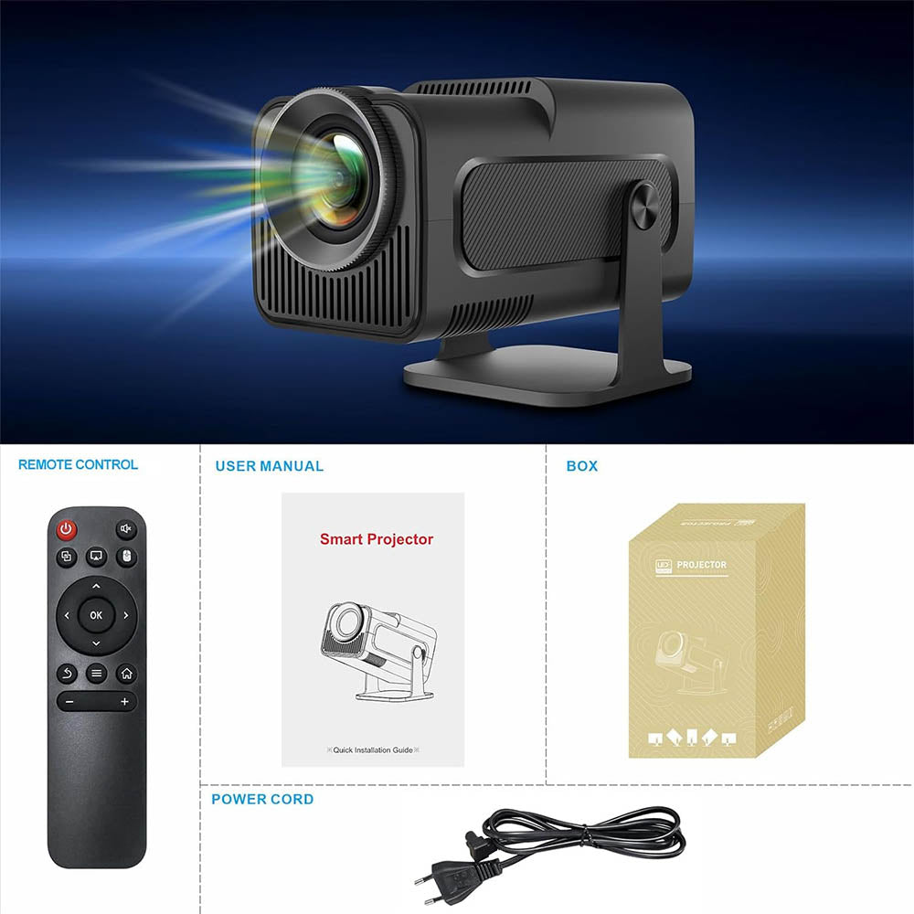 Projetor Hy320 Full HD 1080P 4K Wi-fi 6 Android 13 C/ Controle Remoto Preto