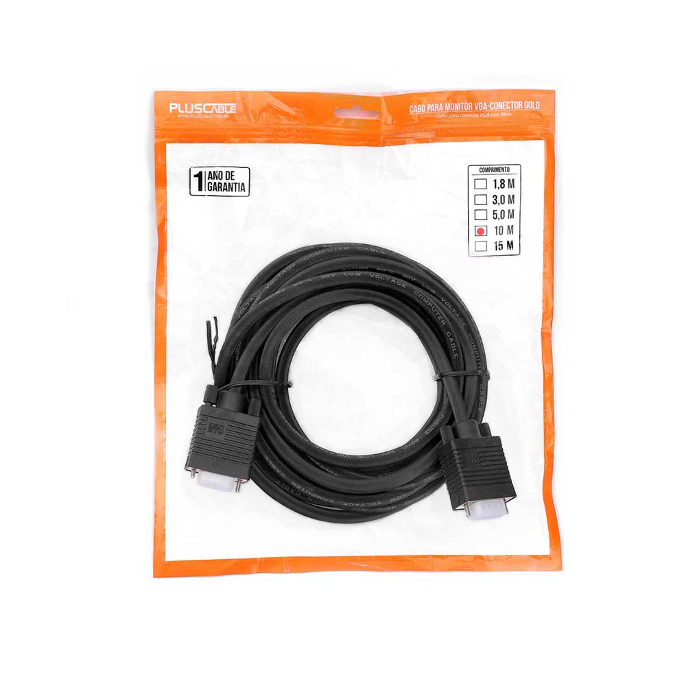 Cabo Para Monitor Vga 10mt PlusCable - PC-MON10001