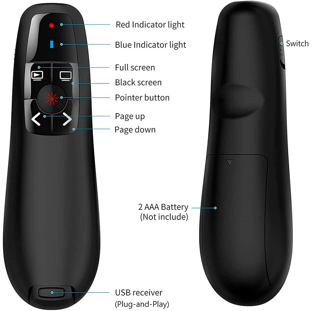 Apresentador Sem Fio Wireless Laser Pointer Clicker 2.4GHz - Fenlan