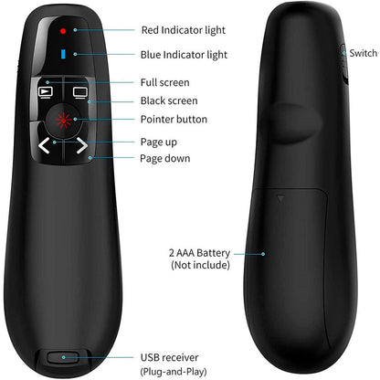 Apresentador Sem Fio Wireless Laser Pointer Clicker 2.4GHz - Fenlan