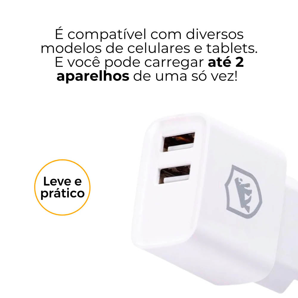 Carregador de Parede 2 Usb Flex GShield 12W - GS-3237