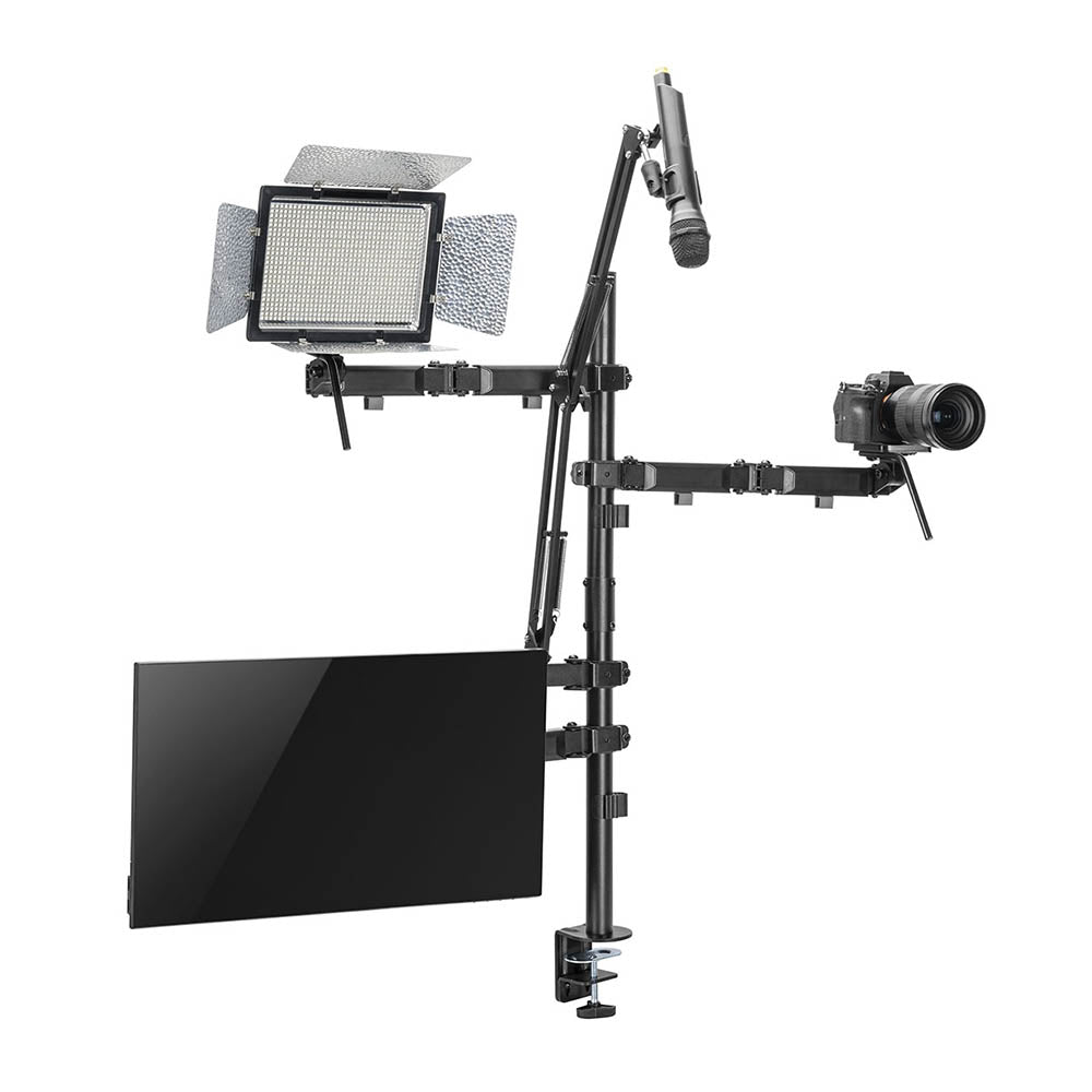 Suporte 4 em 1 Estúdio Setup Stream PCYes P/ Monitor, Microfone, Luz e Câmera - SE-MDS1041