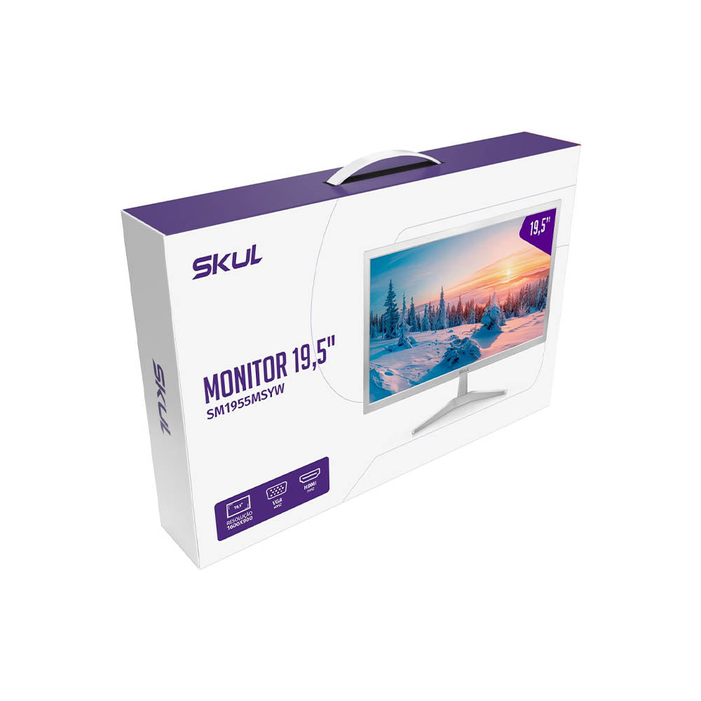 Monitor Led 19.5 Pols Skul Office Hdmi Vga 5ms Branco  - Sm1955Msyw
