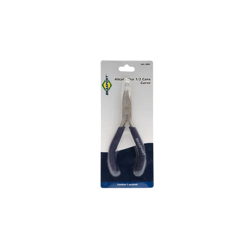 Alicate Mini Bico Meia Cana Curvo 6" Cabo Emborrachado Brasfort - 7814289186