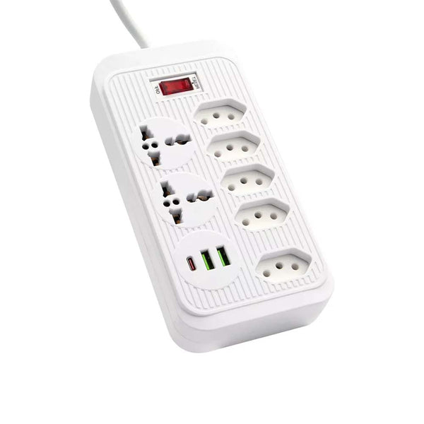 Extensão C/5 Tomadas Padrão BR + 2 Tomadas Padrão Universal + 2 Usb A + 1 Usb C Bommax - BM-A631