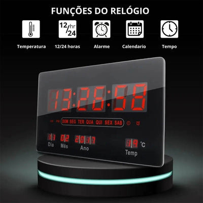 Relogio De Parede Led Digital Hora Calendário Temperatura Oasis - OIH-6207