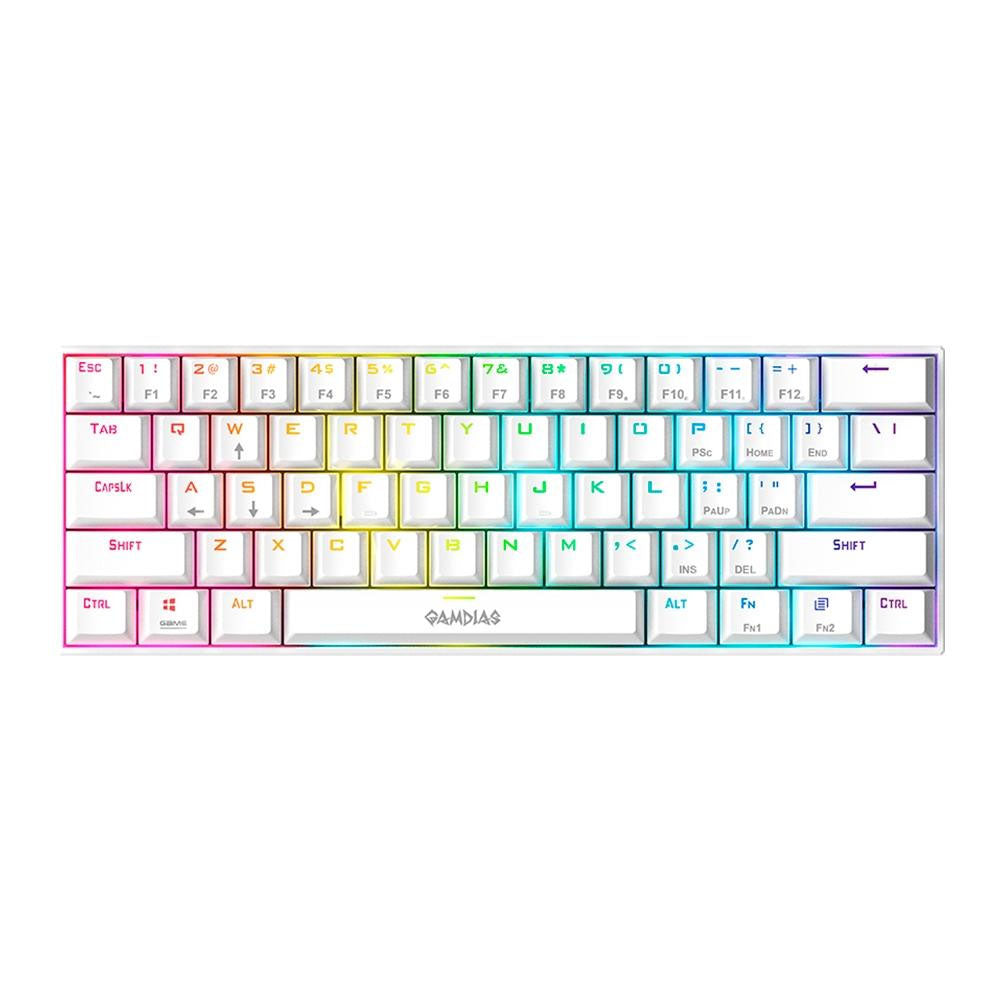 Teclado Gamer Mecanico Gamdias Hermes E3 RGB Switch Brown Branco - HERMES E3 RGB(US/BROWN/WH) Truedata