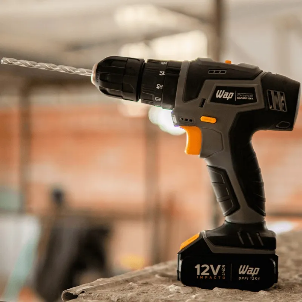 Parafusadeira e Furadeira de Impacto C/ Bateria Wap 12V - BPFI 12K4