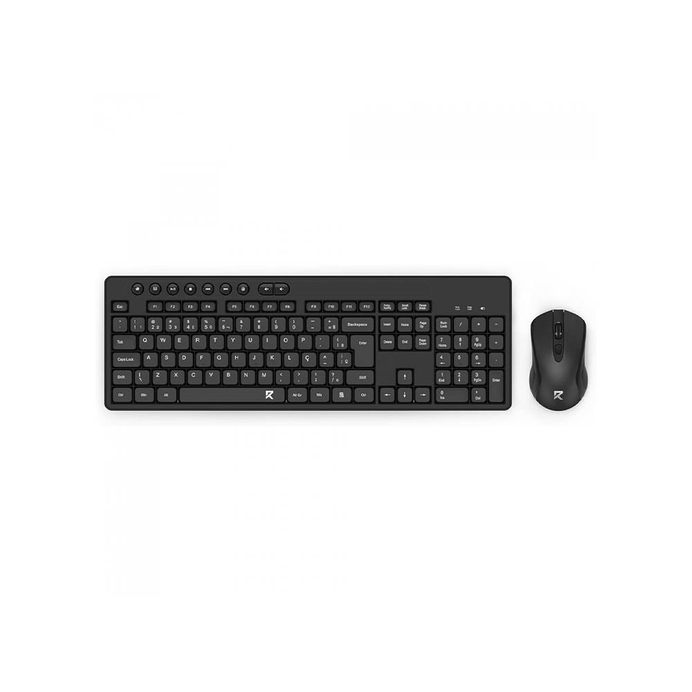 Kit Teclado e Mouse Som Fio Wireless Redragon R Office Preto - BS-7094