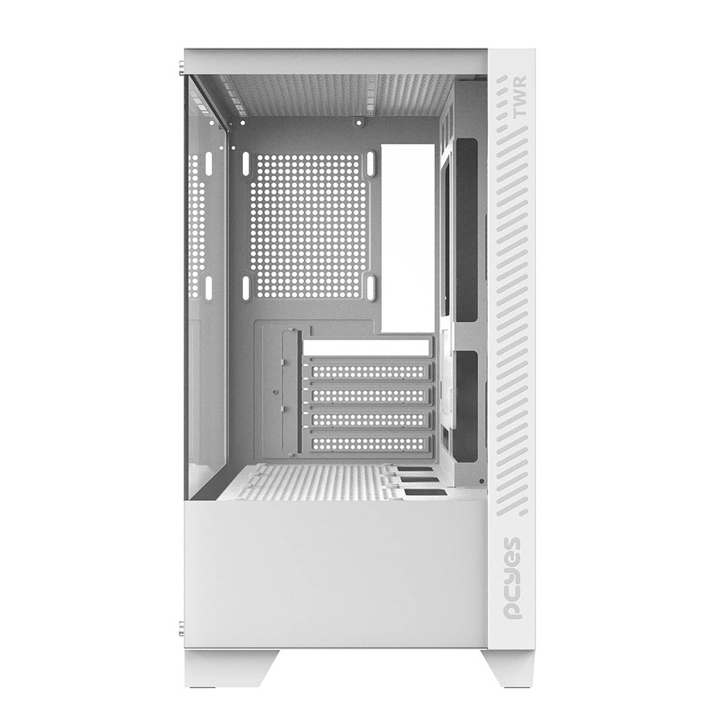 Gabinete Gamer PCYes Mid Tower Forcefield TWR White Ghost Branco Com Lateral e Frente em Vidro Temperado - GFFTWRWG