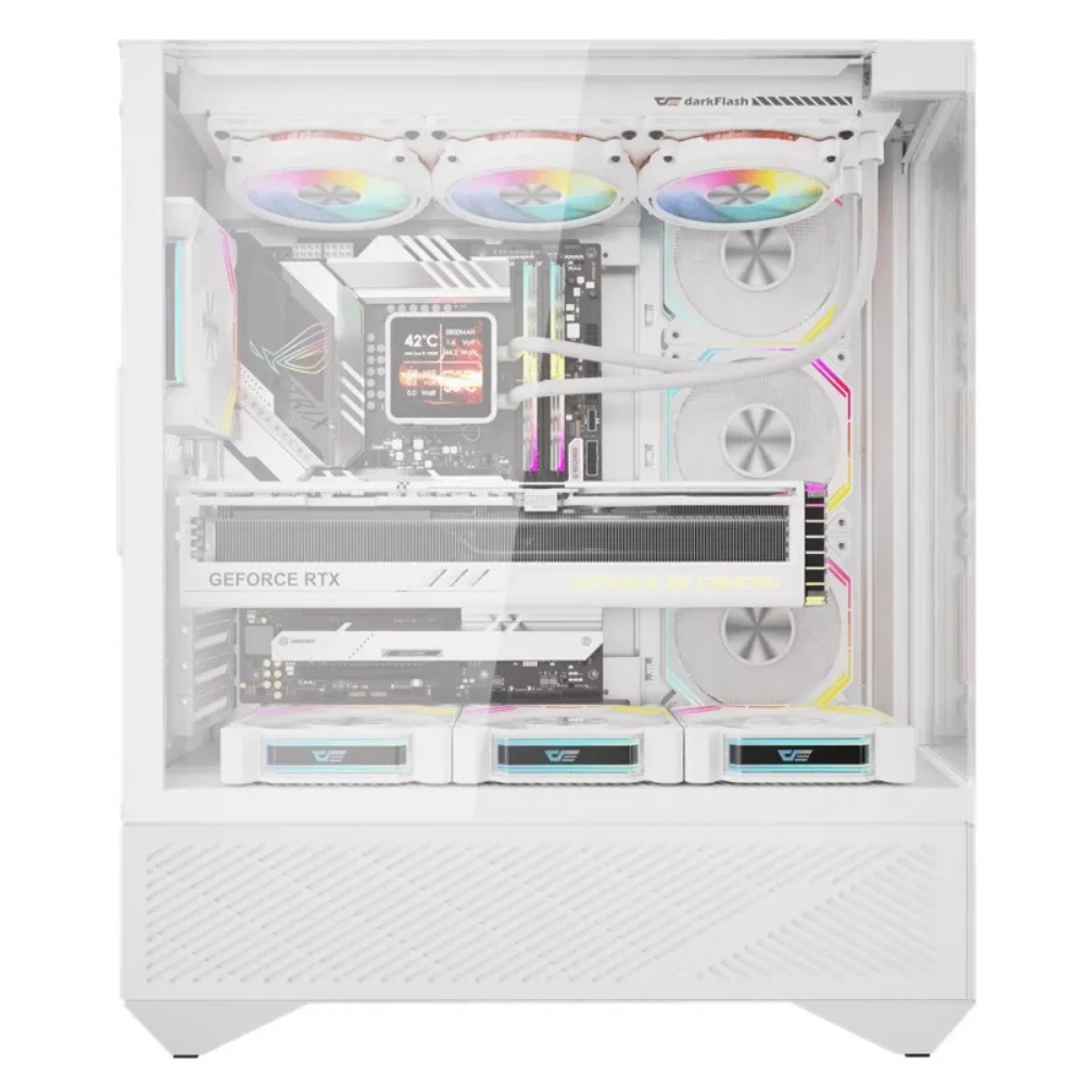 Gabinete Gamer Darkflash Mid Tower Atx DY460 Branco Com Lateral e Frente em Vidro Temperado ARGB - DY460 ARGB White
