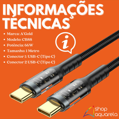 Cabo de Dados aGold Usb Tipo C Turbo 66W - CB88