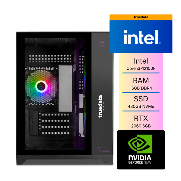 Computador Gamer Truedata Intel Core i3-12100f 3.3Ghz 16gb Ddr4 Ssd 480Gb Nvme RTX 2060 6Gb Fonte 550w