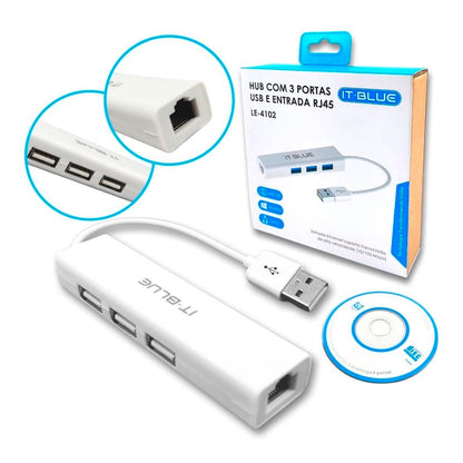 Adaptador USB Tipo C Para RJ-45 + 3 USB 2.0 It Blue - LE-5575