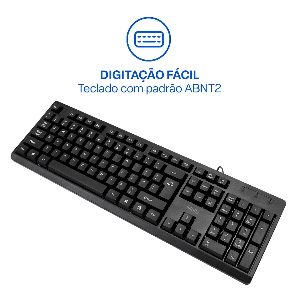 Kit Teclado E Mouse Com Fio Multi CF600 USB Preto - TC609