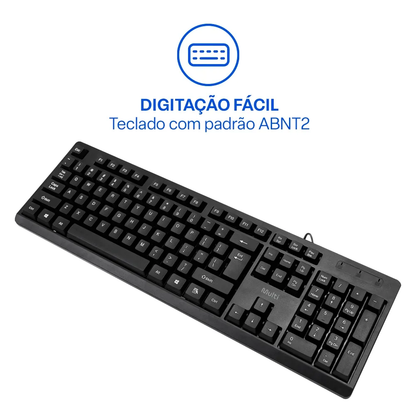Kit Teclado E Mouse Com Fio Multi CF600 USB Preto - TC609
