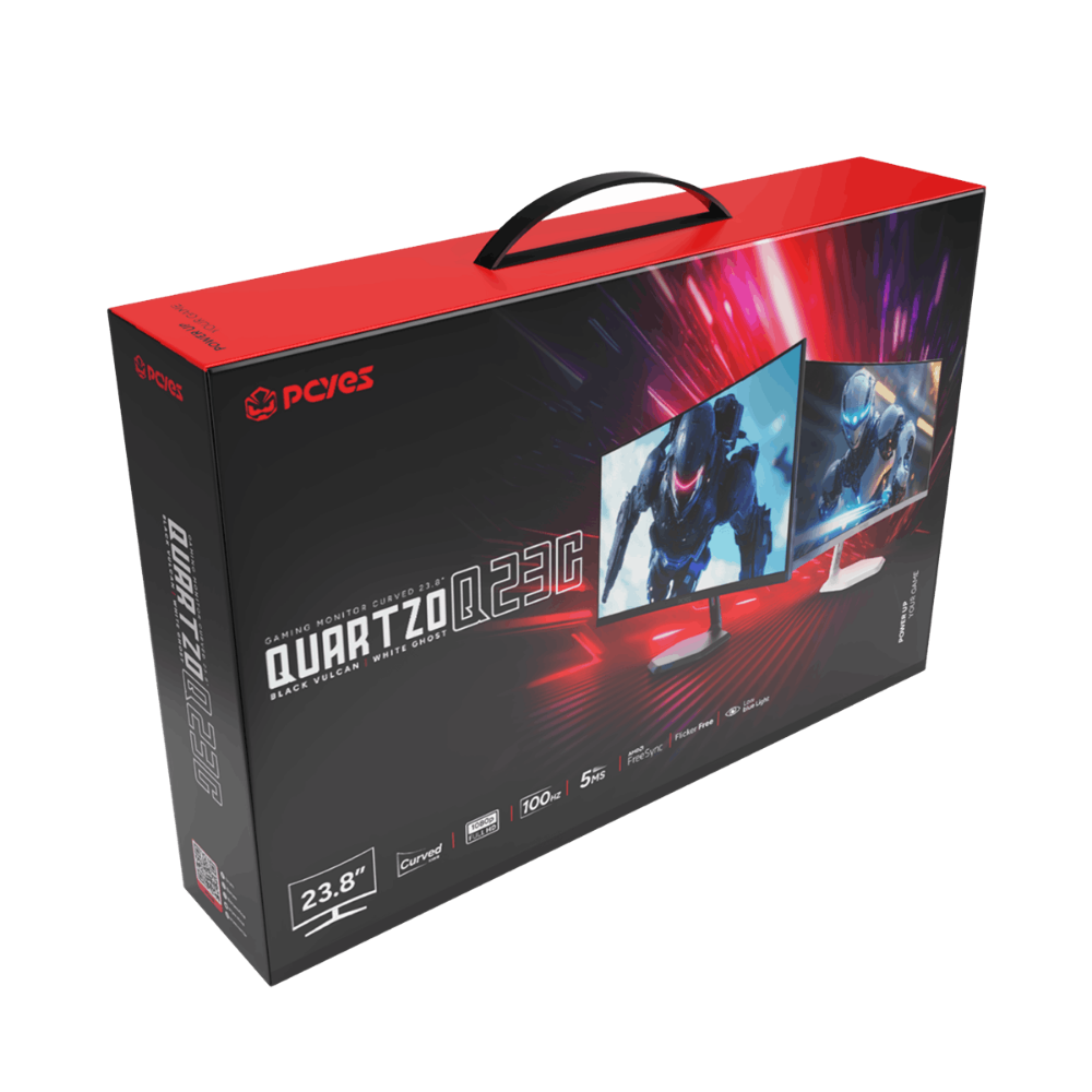 Monitor Gamer Curvo Led 23.8" Pols PCYes Quartzo Q23C Full HD VA 100Hz 5Ms Hdmi Vga Branco - PMGQ23C100WG