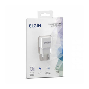 Carregador De Tomada com 1 Saída Usb Elgin 5V 1A Bivolt - 27596