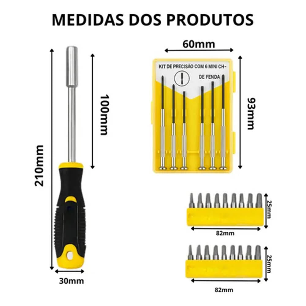 Kit de Chaves de Fenda Phillips Bomvink 27 Peças - BOM-3122