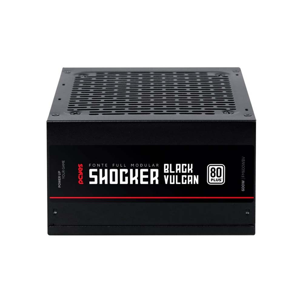 Fonte Real Atx 600w Shocker Full Modular 80 Plus PCYes Pfc Ativo Black Vulcan - FM600WBV