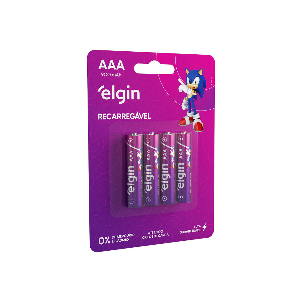 Pilha Recarregável Aaa 900mah Elgin (Blister C/4 Pilhas) - 82169