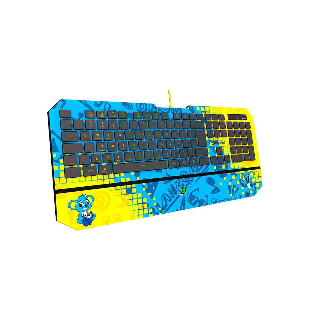 Teclado Gamer Membrana Redragon Brancoala RGB Apoio de Pulso Integrado Personalizado - B502RGB
