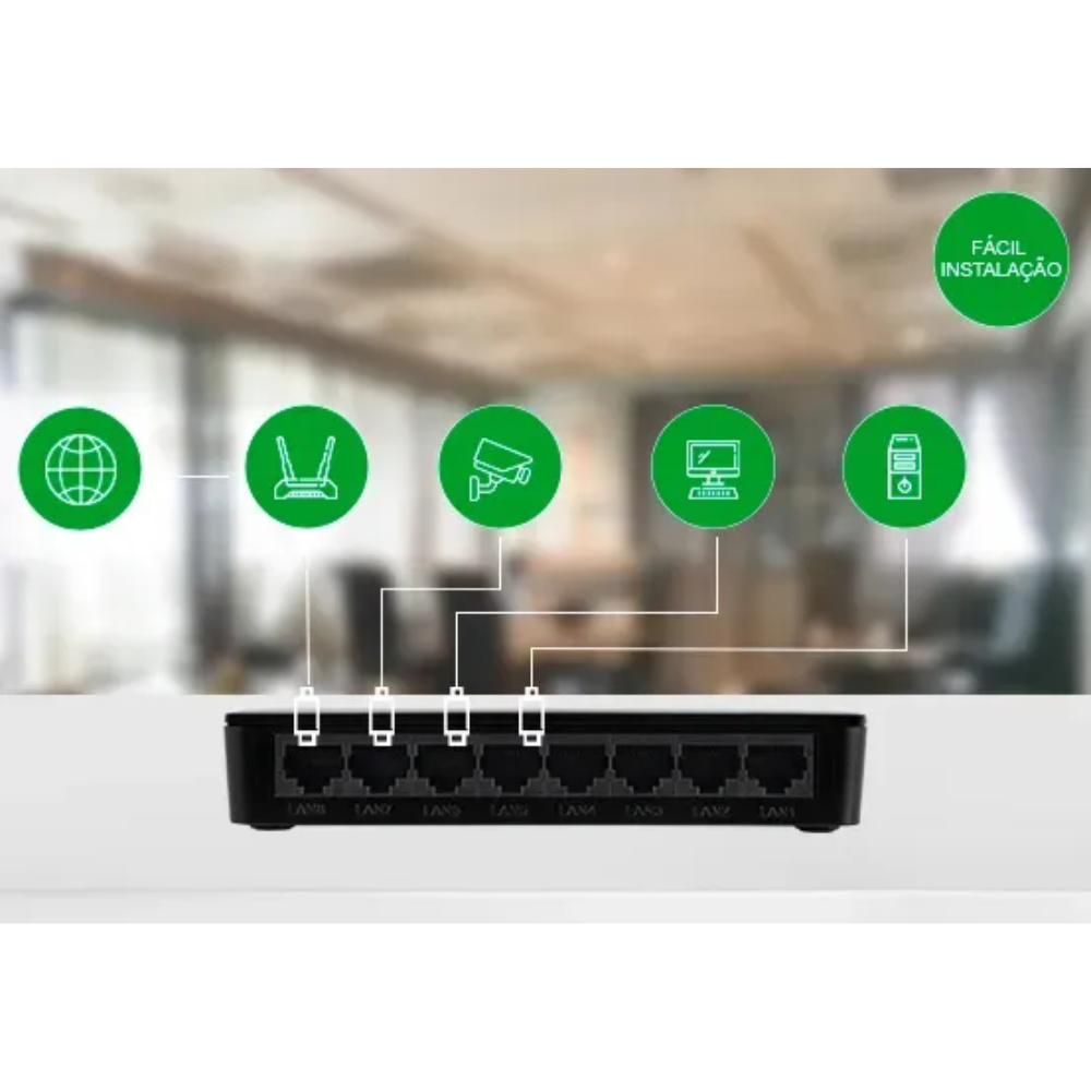 Switch 08 Portas Fast Ethernet 10/100 Mbps Intelbras S1108F - 4760117
