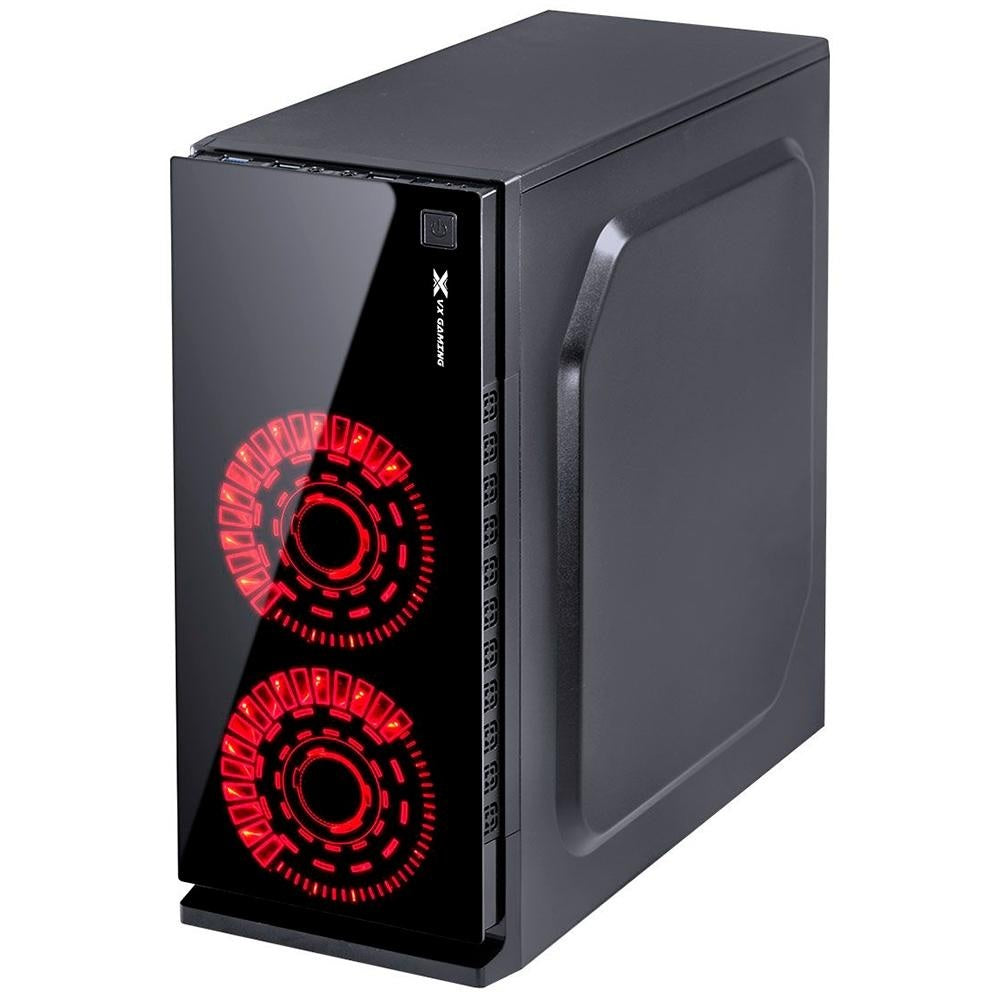 Gabinete Gamer VX Gaming Crater Com Lateral em Acrílico C/ 2x Fan 120mm Led Red - 29834
