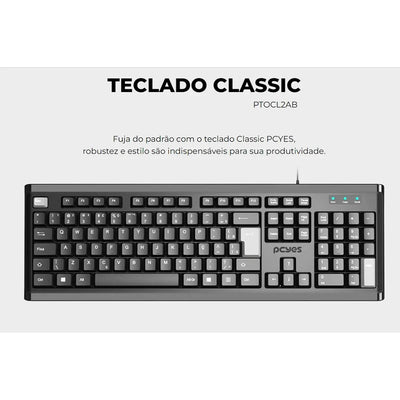 Teclado Usb PCYes Classic Preto / Cinza - Ptocl2Ab