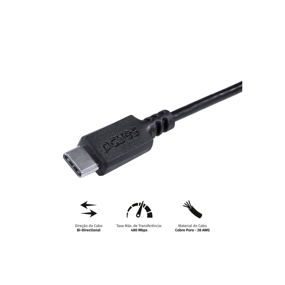 Cabo Para Celular Usb Tipo C Para Usb Tipo C 2mt PCYes - PUCP-02