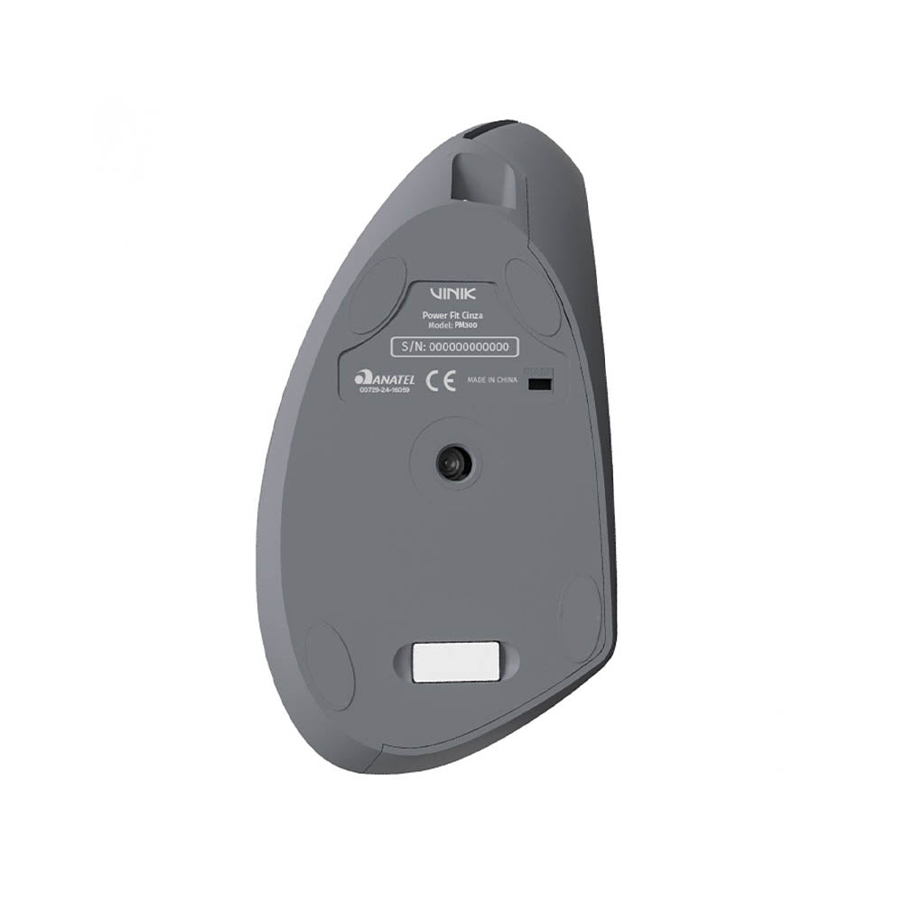 Mouse Ergonomico Sem Fio Recarregavel Vinik Power Fit Pm300 Vertical USB Cinza - CP265457