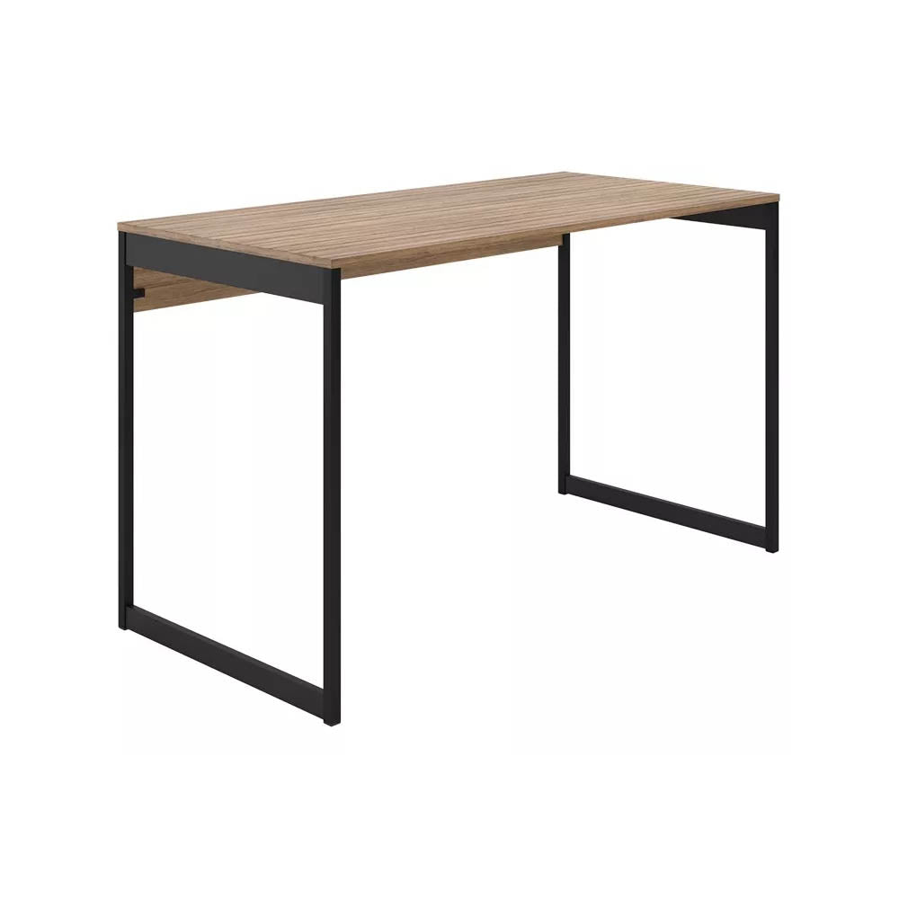 Mesa Em L Industrial De Canto em Ferro E Madeira E-led - Tampo Laminado Em Cobre